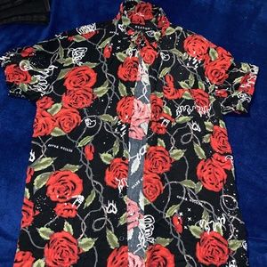 Reason Clothing Rose floral button down Shirt